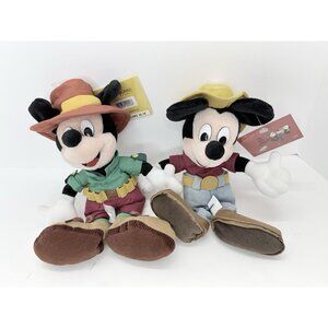 2 Vintage Frontierland, Adventure Mickey Mouse Disneyland Paris Bean Bag Plush